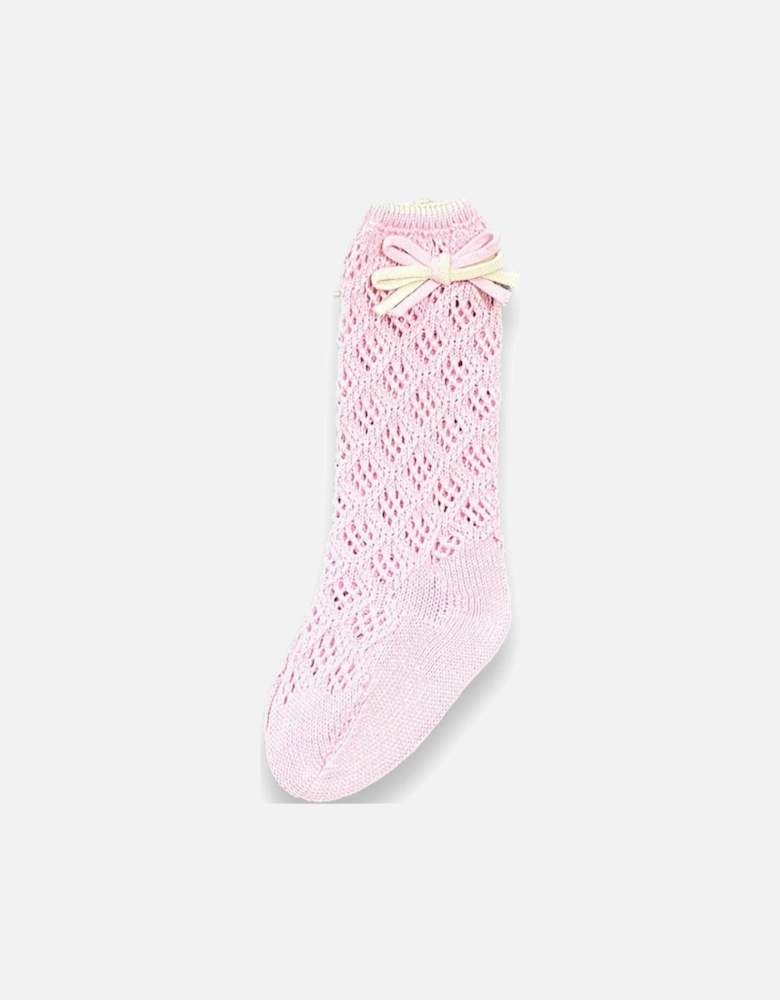 Pink Knit Knee Socks