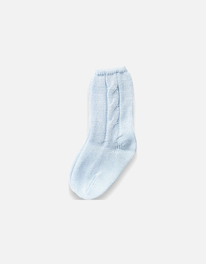 Blue Knit Short Socks