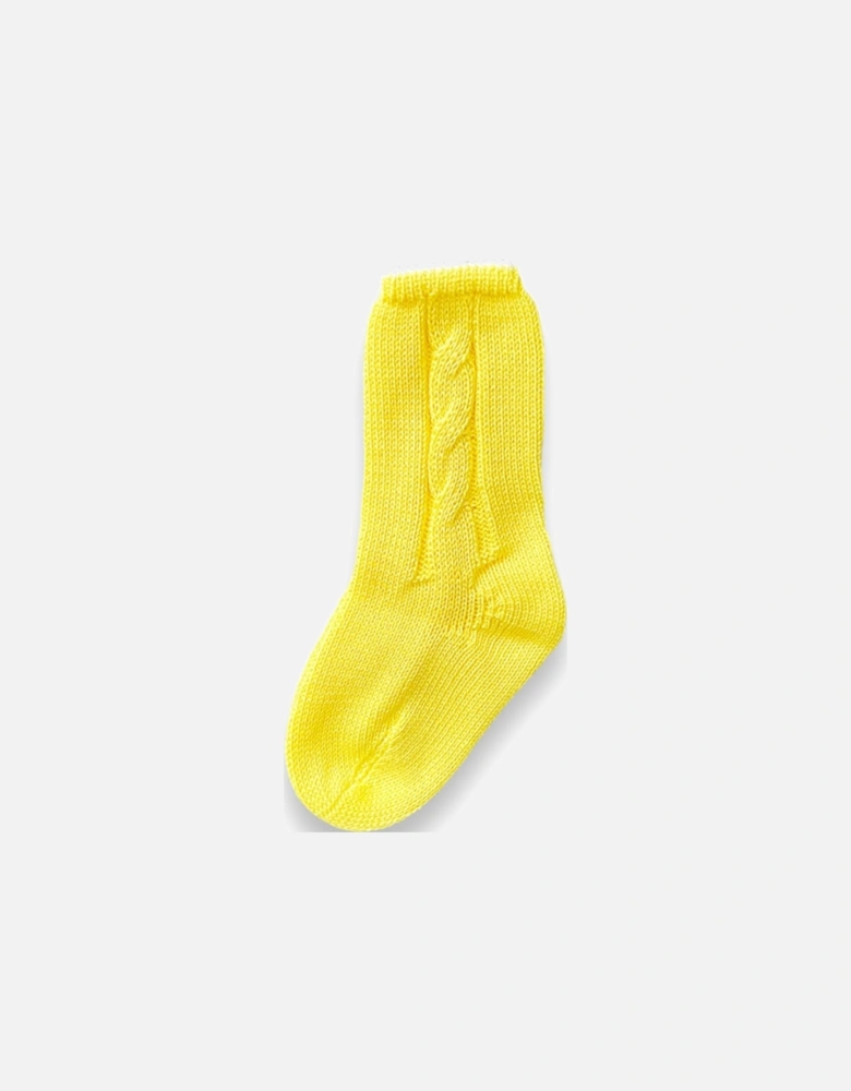 Yellow Knit Short Socks