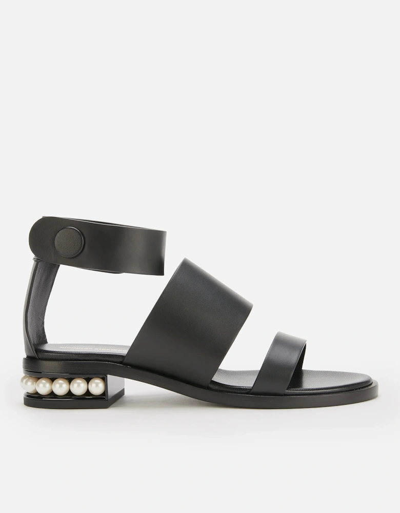 Women's 25mm Casati Leather Triple Strap Sandals - Black - - Home - Women's 25mm Casati Leather Triple Strap Sandals - Black