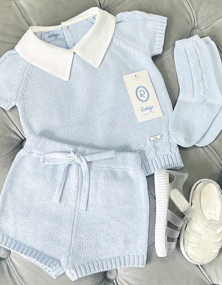 Blue Knit Short Set