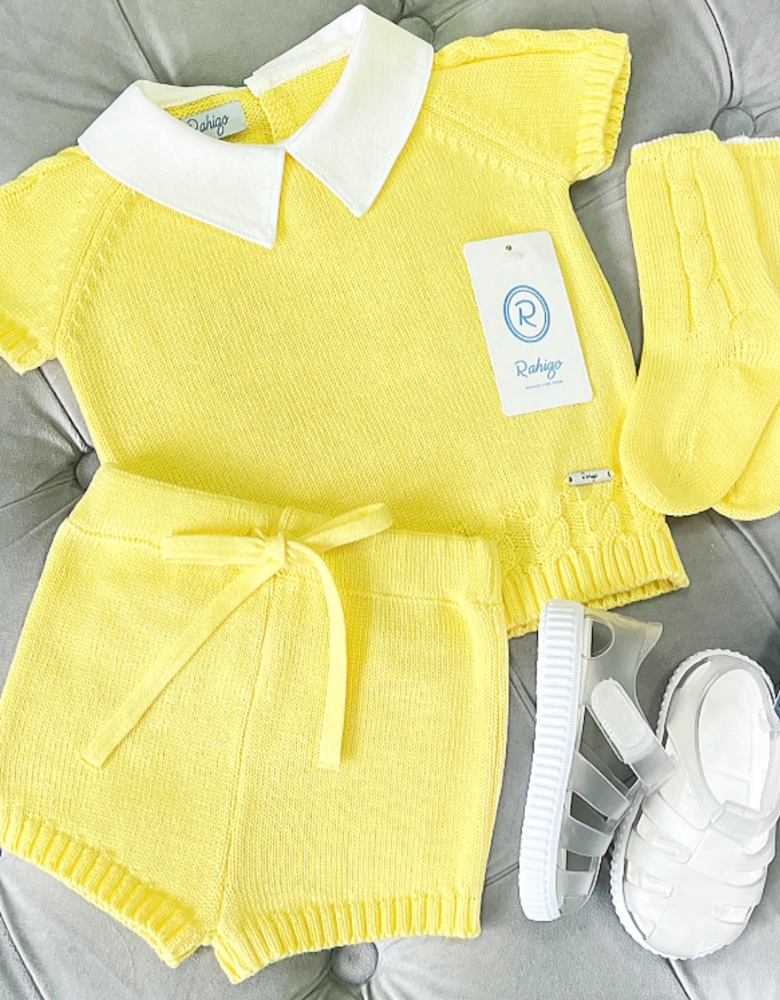 Yellow Knit Short Set