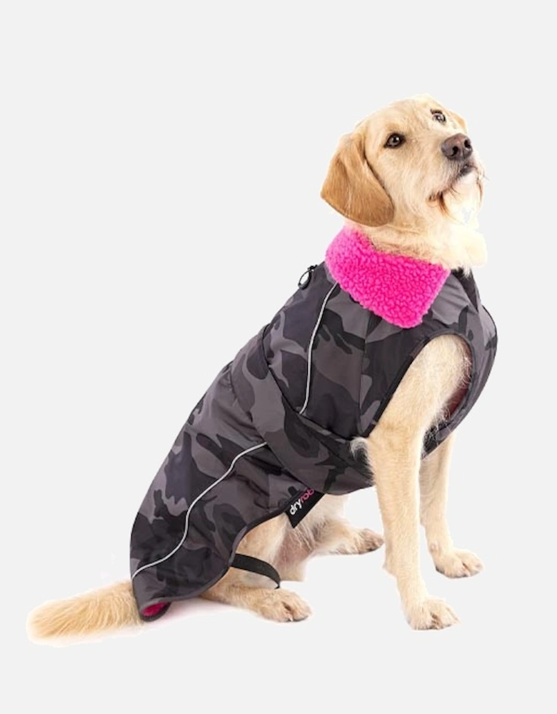 Dog Coat Black Camo/Pink