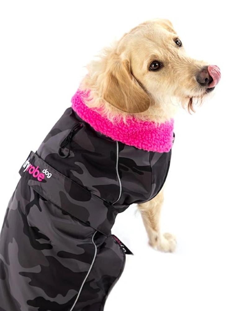 Dog Coat Black Camo/Pink