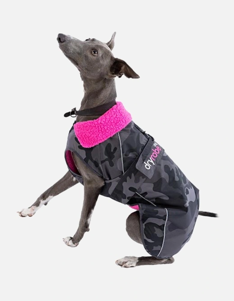 Dog Coat Black Camo/Pink