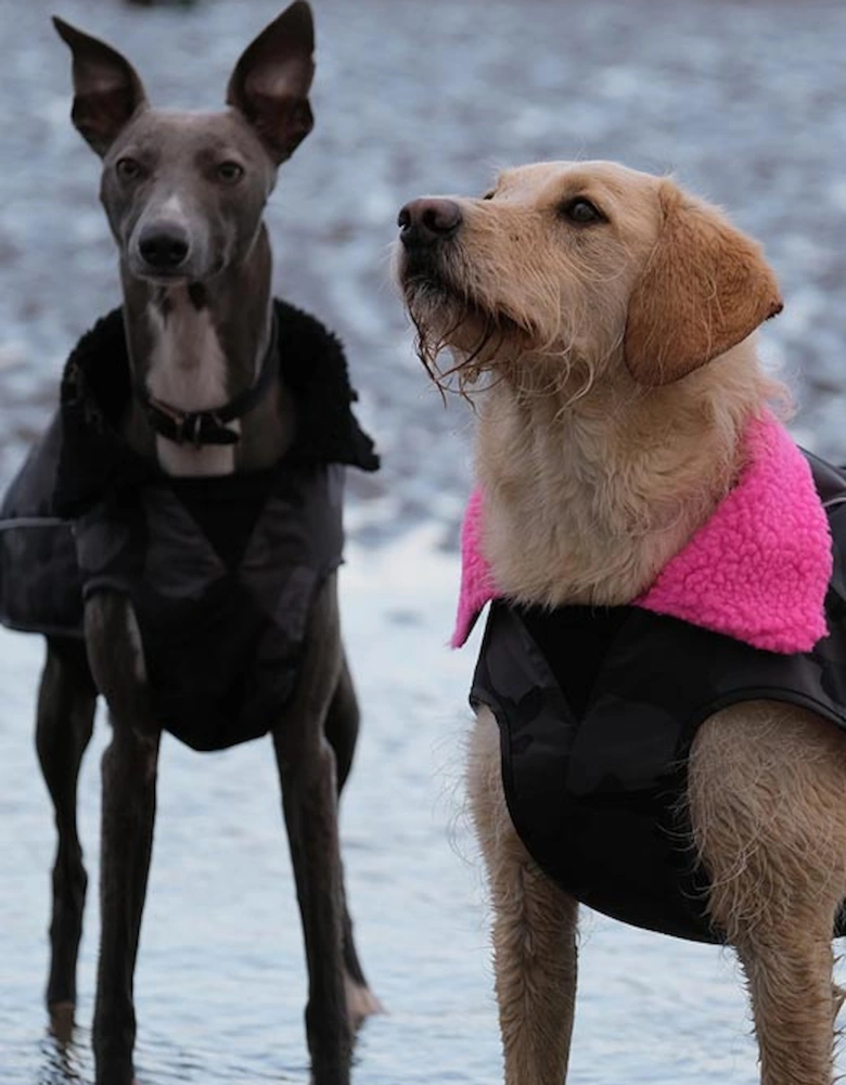 Dog Coat Black Camo/Pink