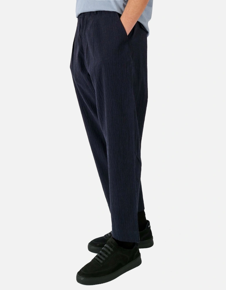 Oxford Pleated Ospina Cotton Navy Trouser