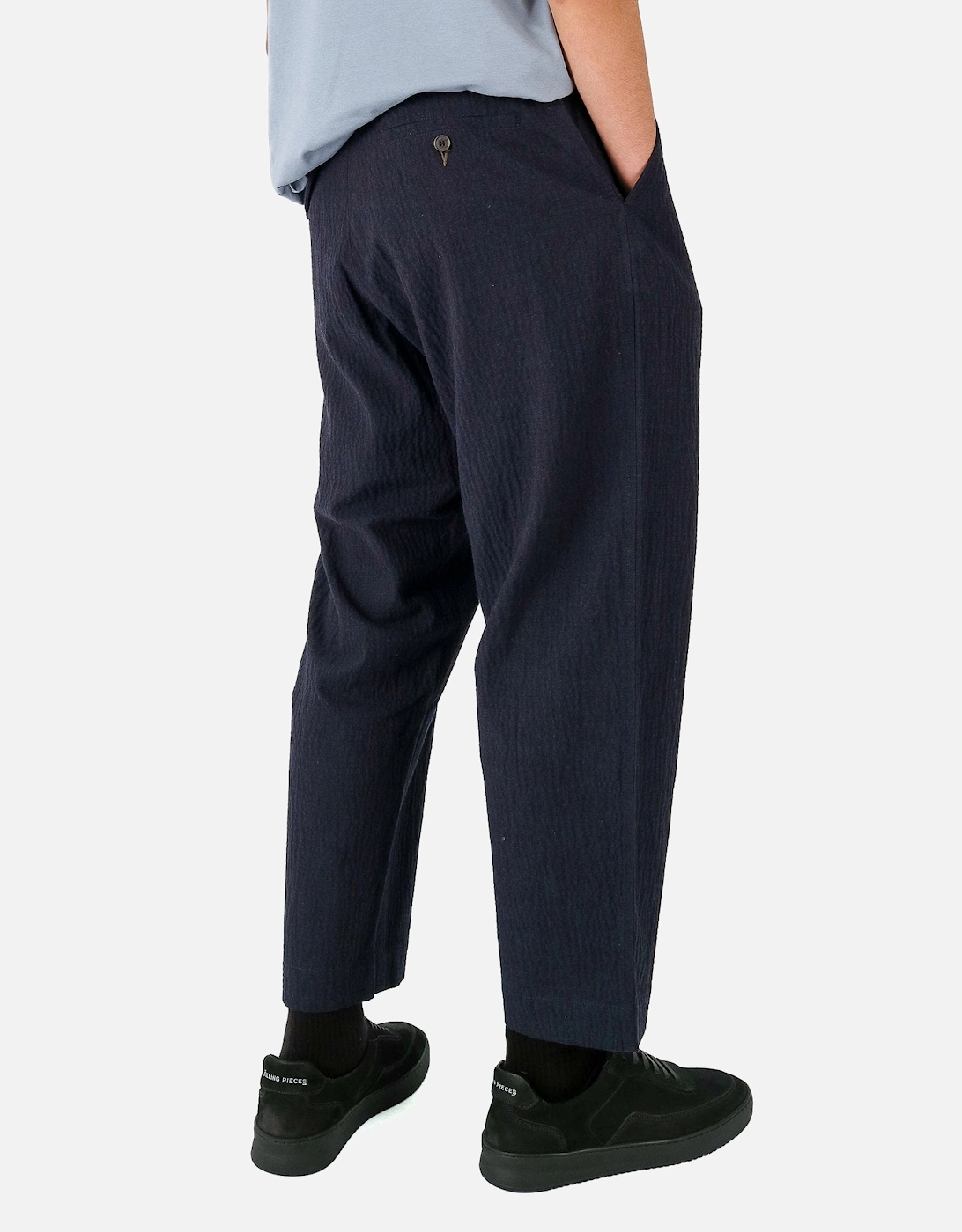 Oxford Pleated Ospina Cotton Navy Trouser