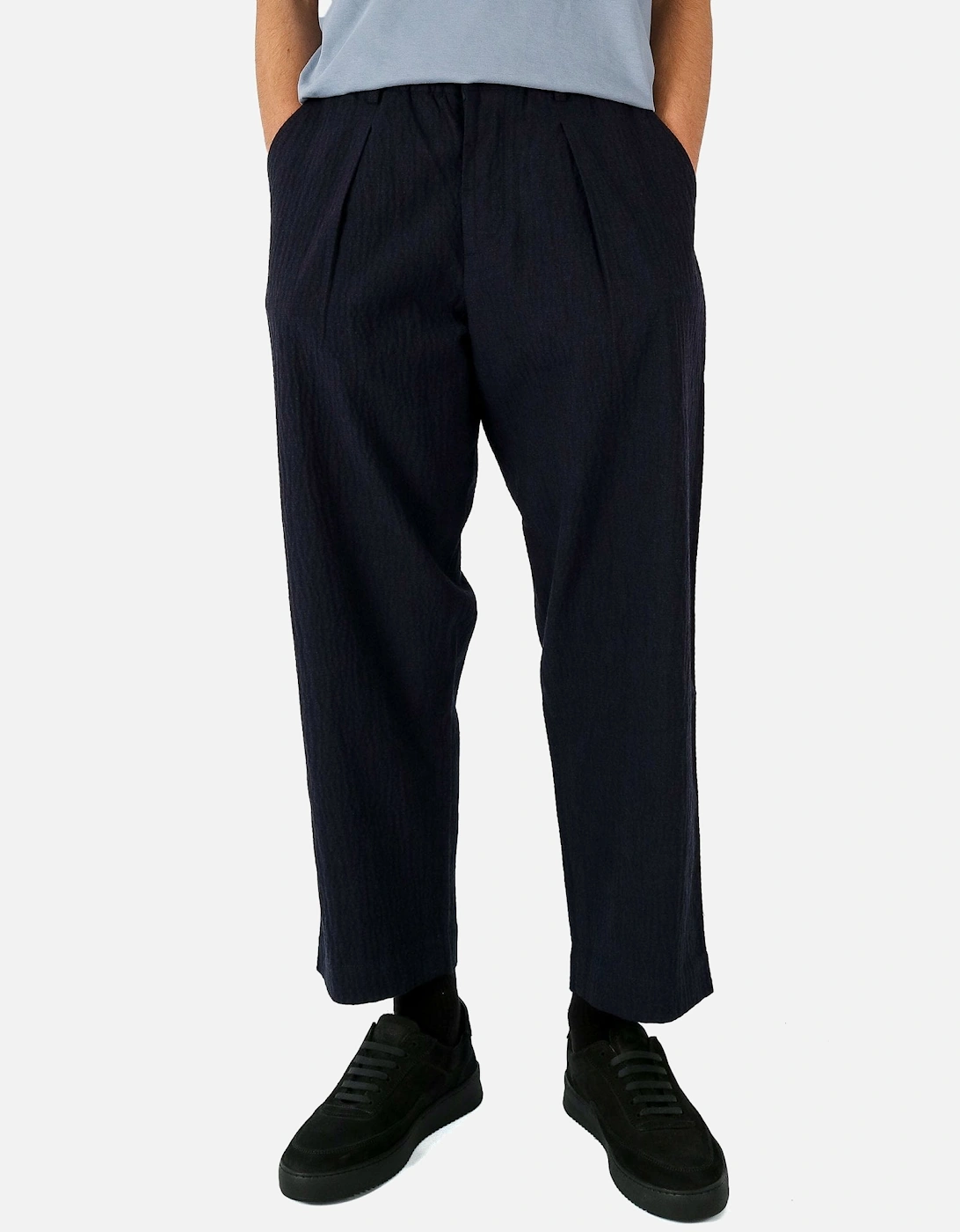 Oxford Pleated Ospina Cotton Navy Trouser