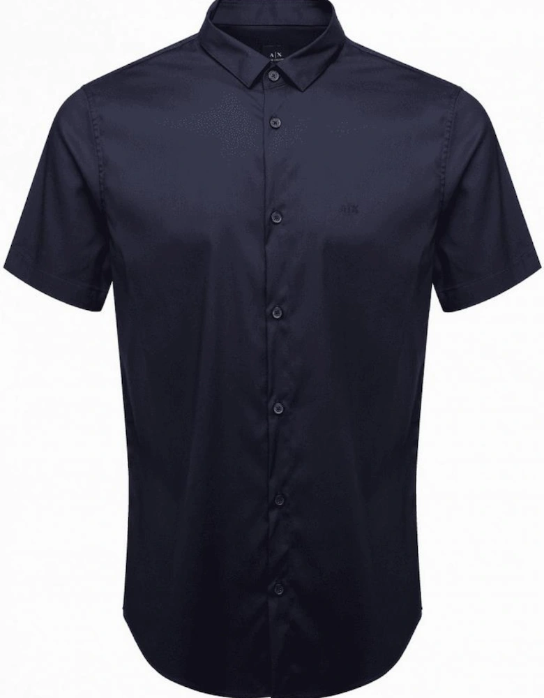 Lyocell Bi-Stretch Short Sleeve Navy Shirt
