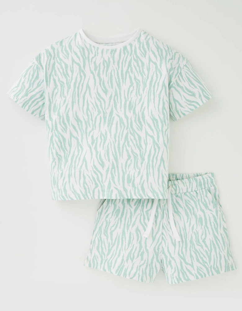 Girls Zebra Print Shortie Pyjama - Multi