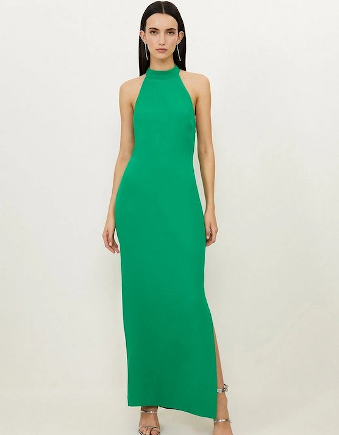 Petite Fluid Tailored Halterneck Open Back Maxi Dress, 4 of 3