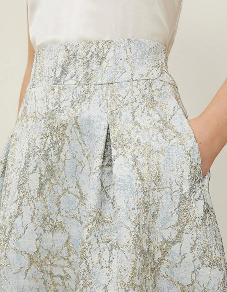 Jacquard Tailored Midi Full Skirt