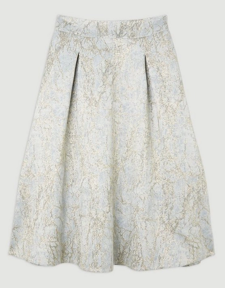 Jacquard Tailored Midi Full Skirt