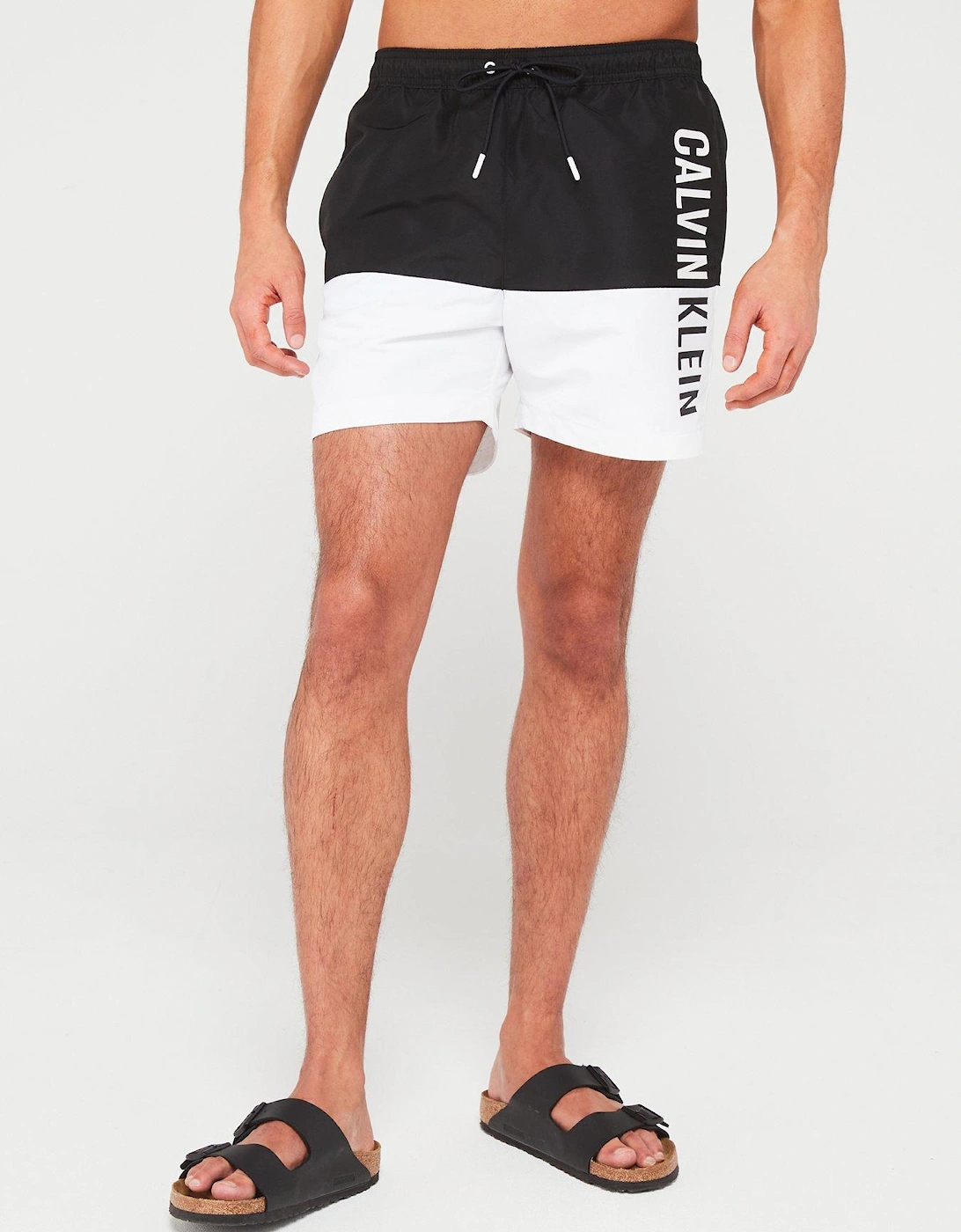 Medium Drawstring Colourblock Swim Shorts - Black/White, 2 of 1