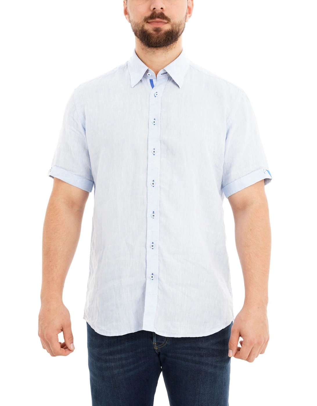 Mens S/S Linen Shirt (Sky), 4 of 3