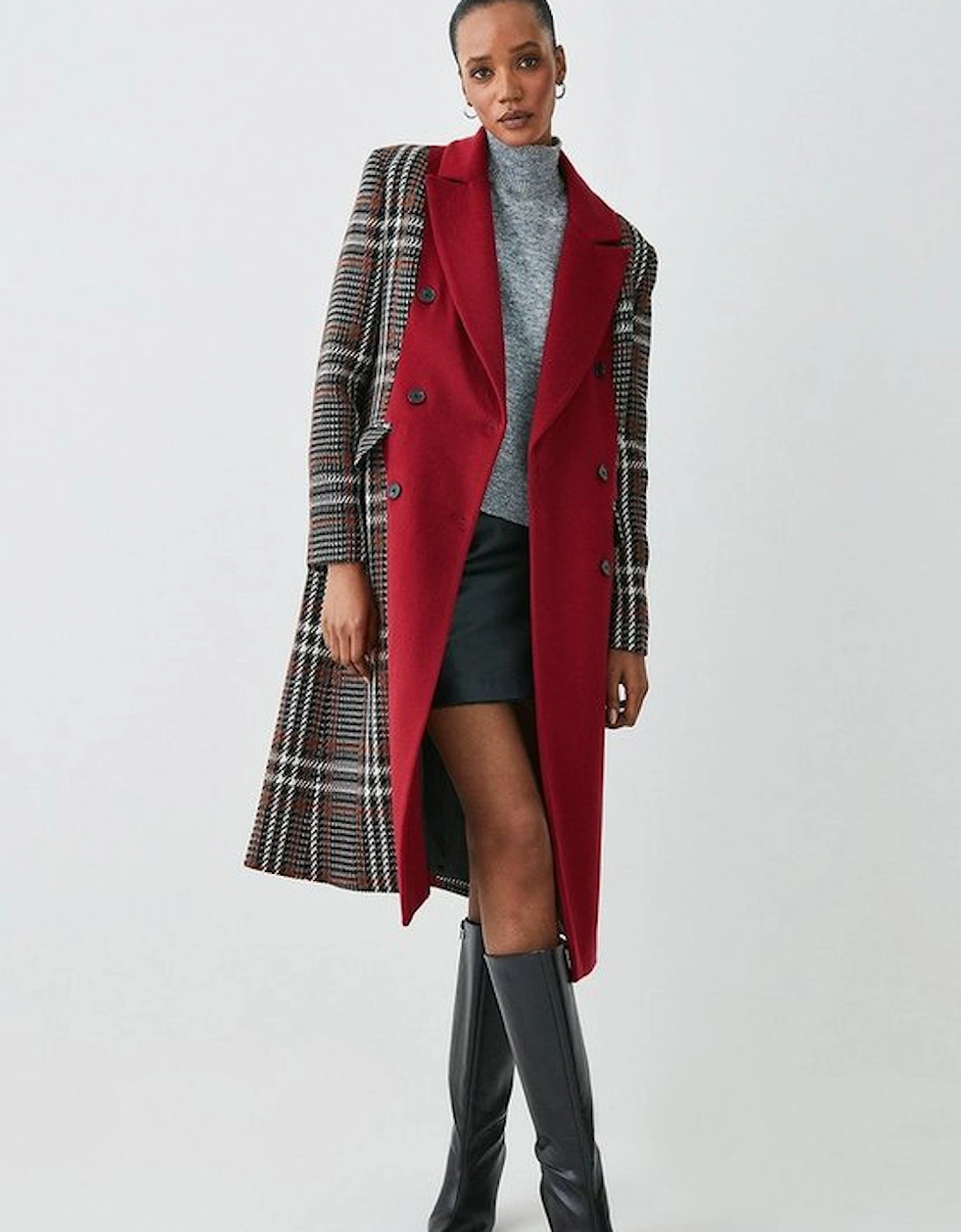 Italian Manteco Wool Colourblock Tweed Coat