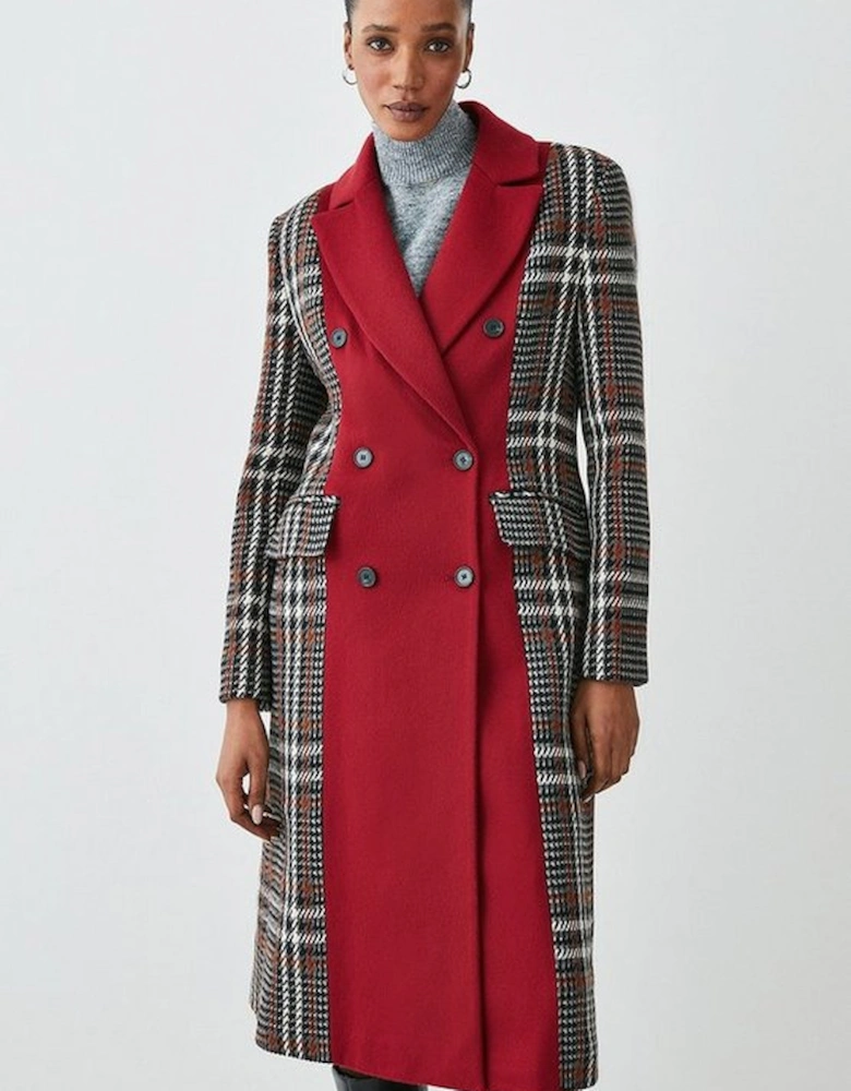 Italian Manteco Wool Colourblock Tweed Coat