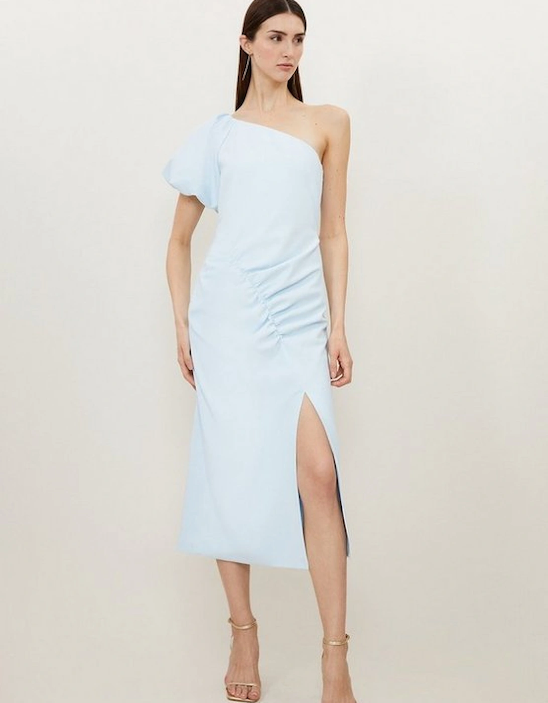 Soft Tailored One Shoulder Ruched Midaxi Dress, 5 of 4