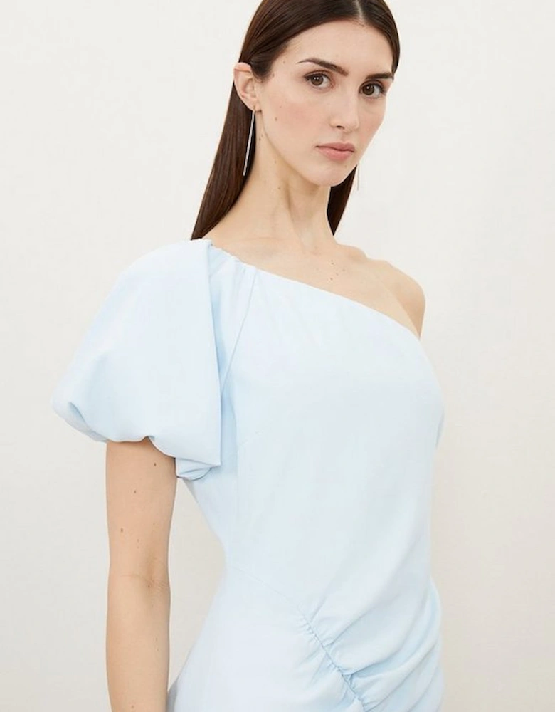 Soft Tailored One Shoulder Ruched Midaxi Dress