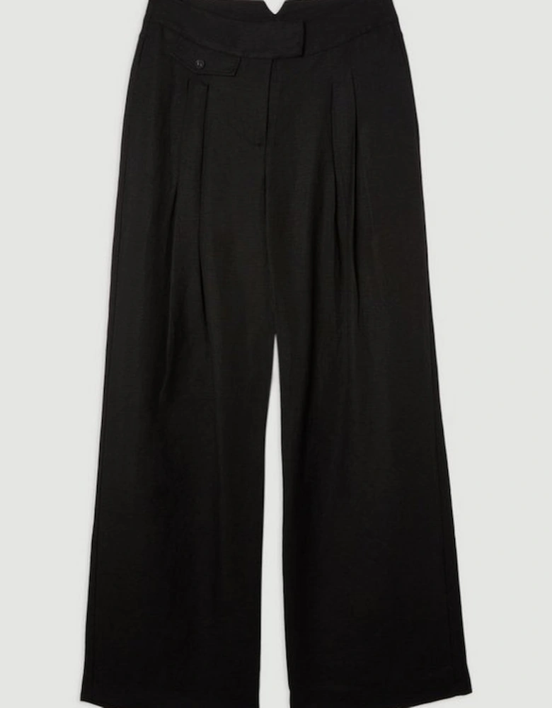 Linen Wide Leg Woven Trouser