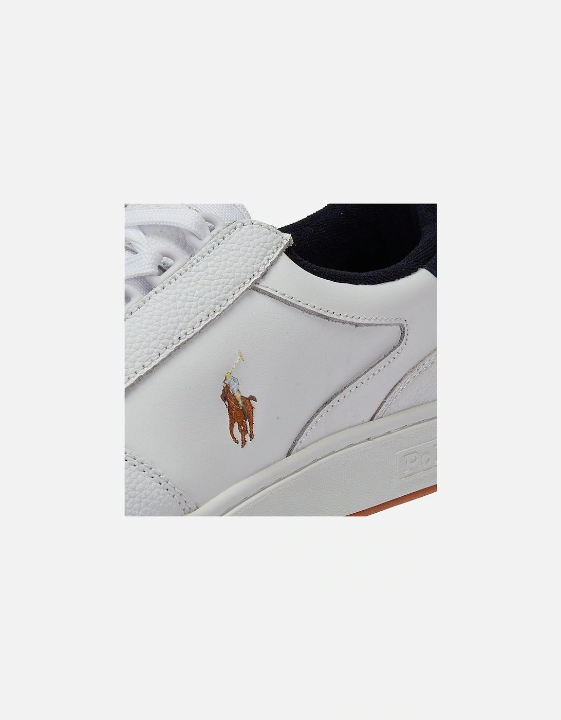 Polo Court Leather Mens White/Navy Trainers