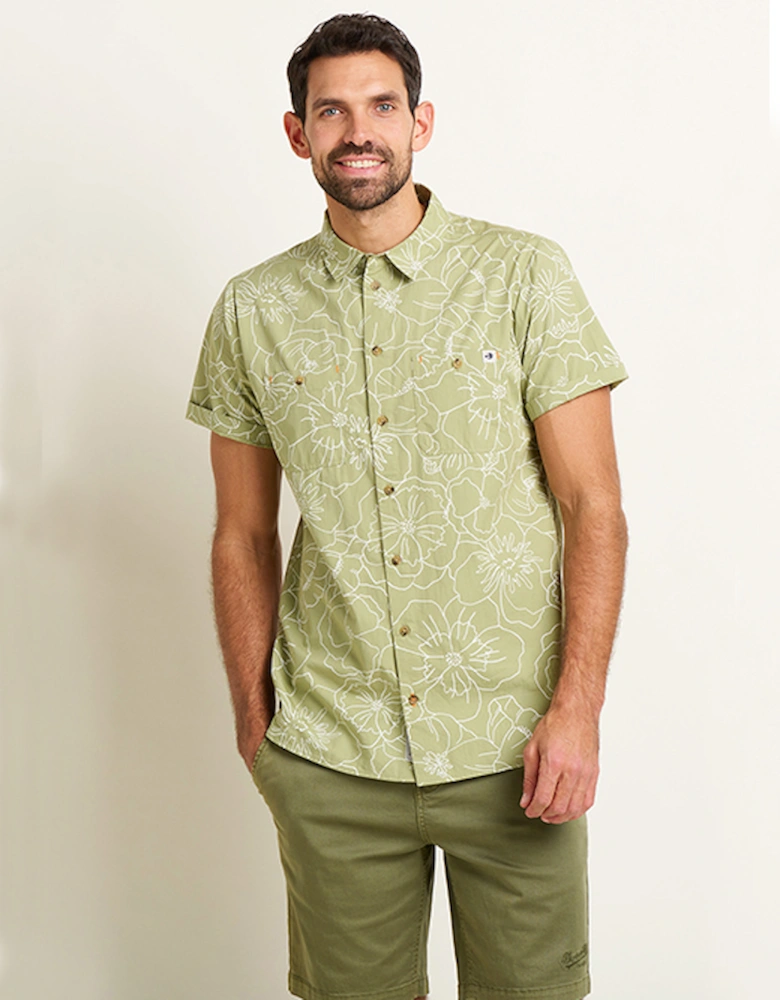 Men's Linear Floral Shirt Green