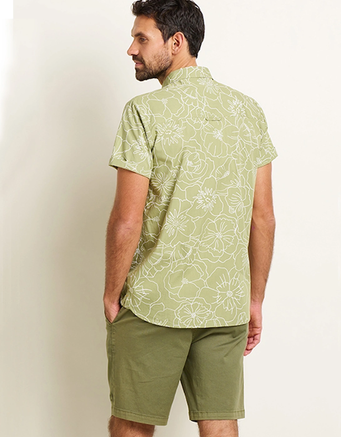 Men's Linear Floral Shirt Green