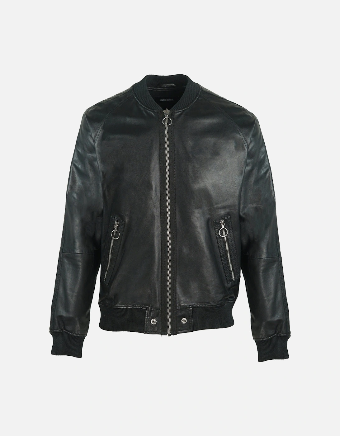 L-Pins Black Leather Bomber Jacket, 3 of 2