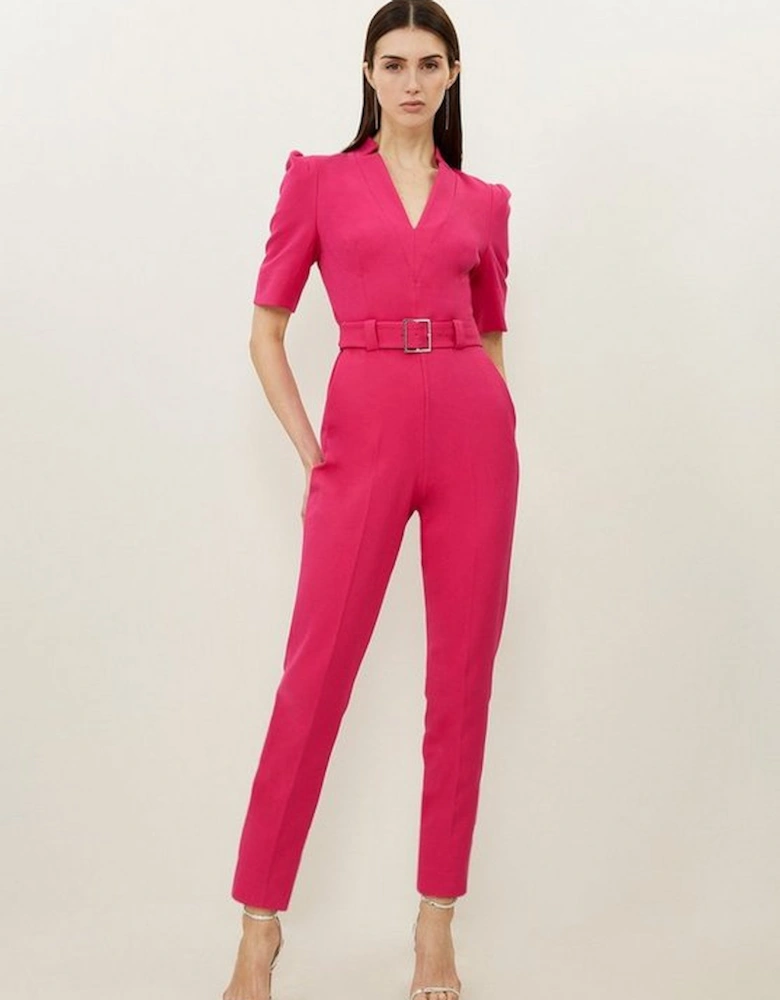 Forever Belted Notch Neck Tailored Jumpsuit