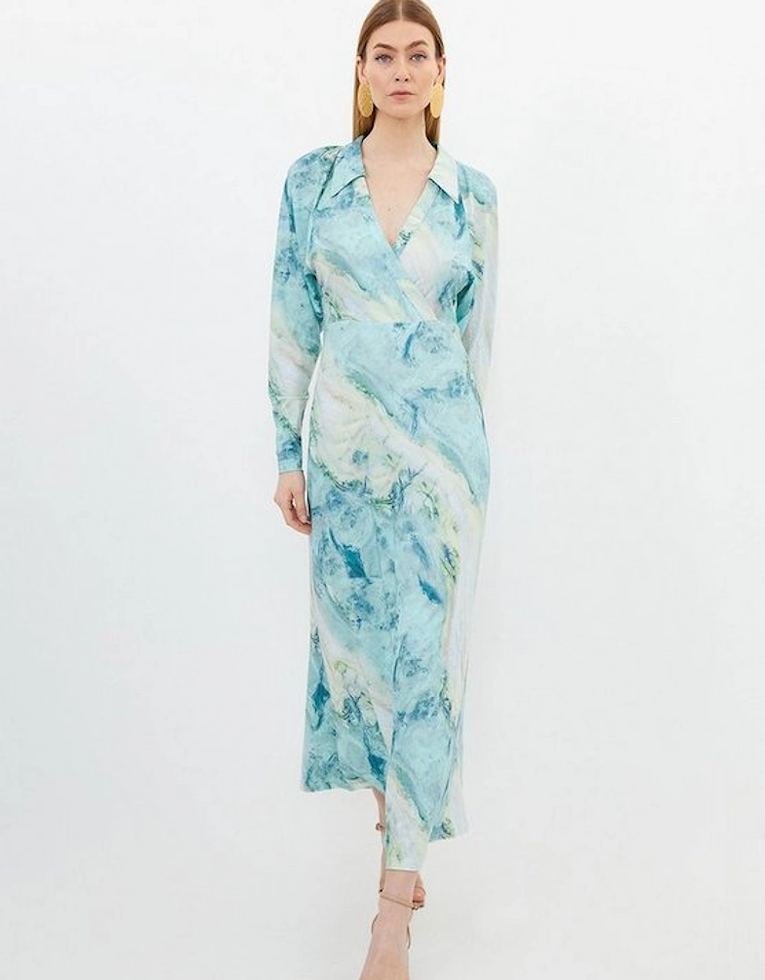 Marble Print Jersey Shirt Midi Dress, 5 of 4