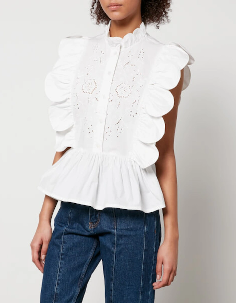 Broderie Anglaise Cotton-Poplin Top