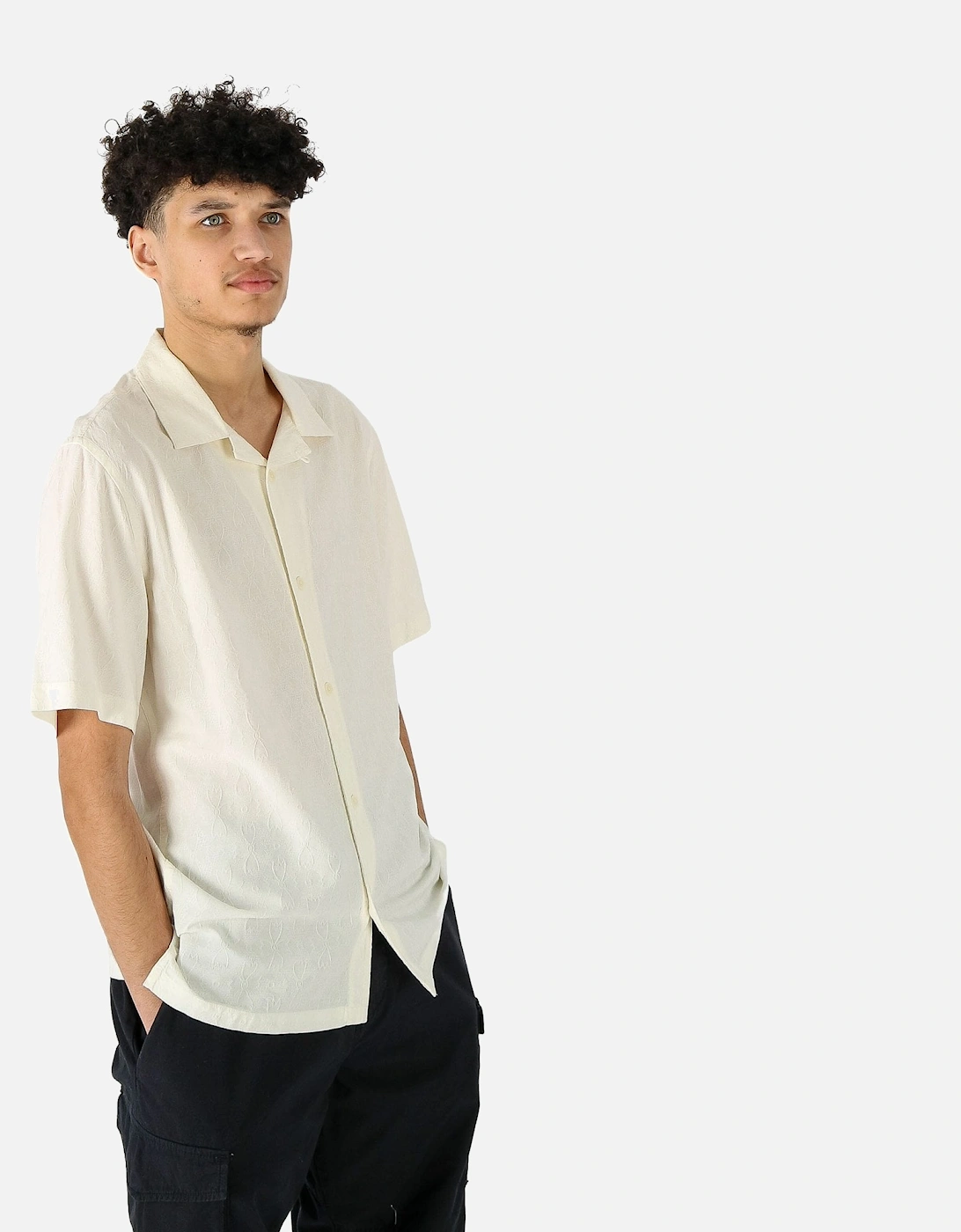 Newton Floral Stamp Beige SS Shirt