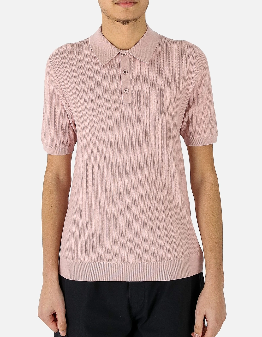 Naples Vertical Rib Knitted Pink Polo, 5 of 4