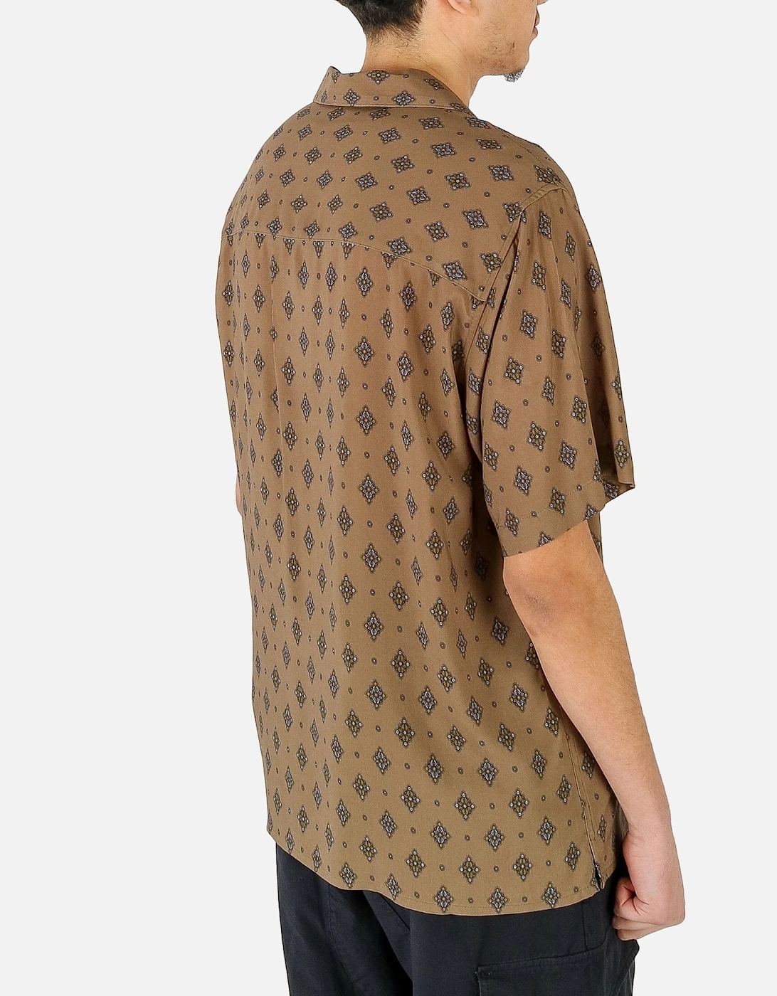 Dicot Ditsy Tile Print SS Taupe Shirt