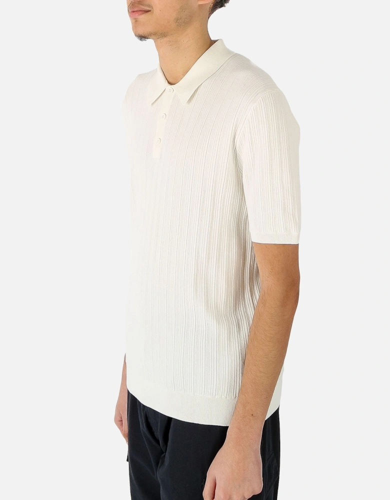 Naples Vertical Beige Knitted Polo
