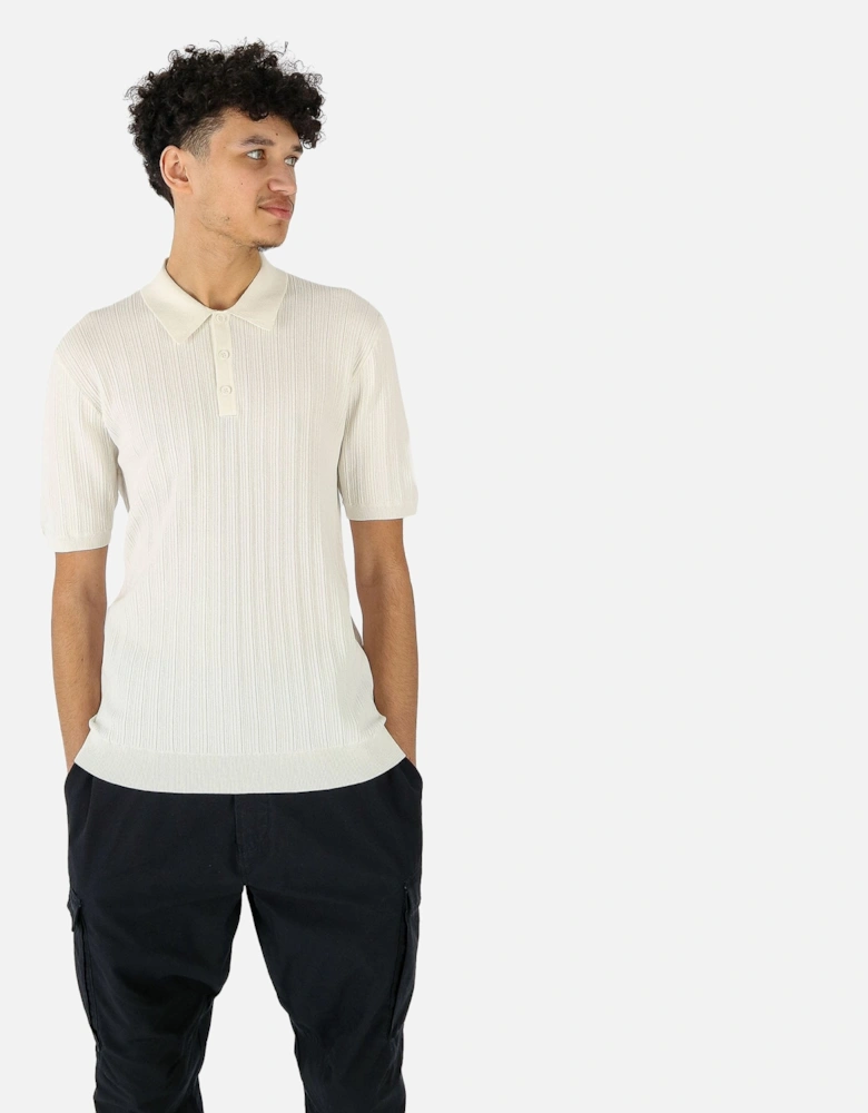 Naples Vertical Beige Knitted Polo