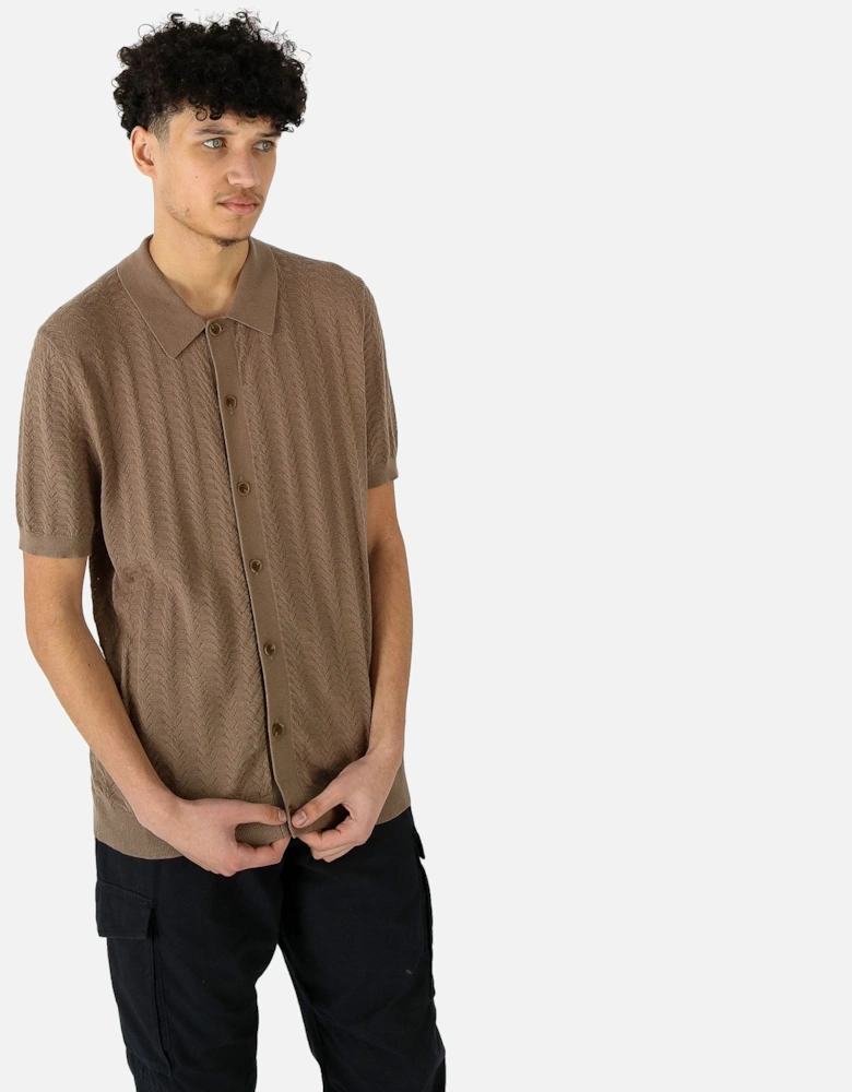 Tellaro Knitted Chevron Brown Shirt