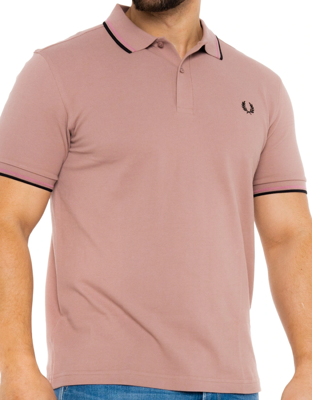 Mens Twin Tipped Collar Polo Shirt (Dark Pink)