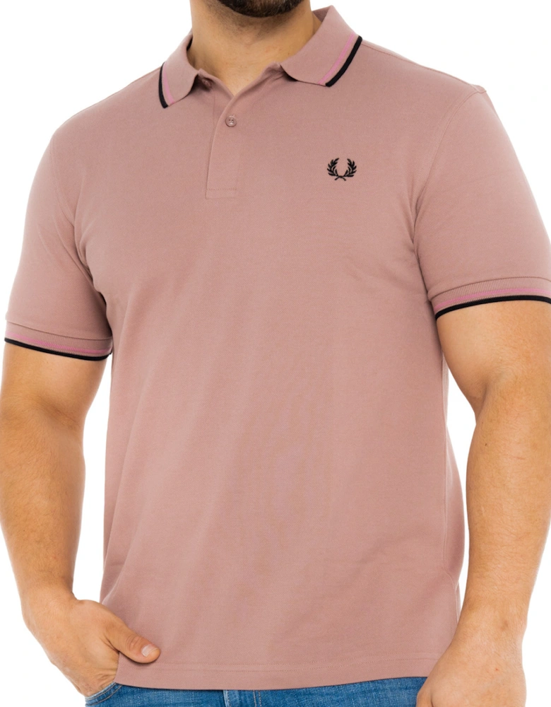 Mens Twin Tipped Collar Polo Shirt (Dark Pink)