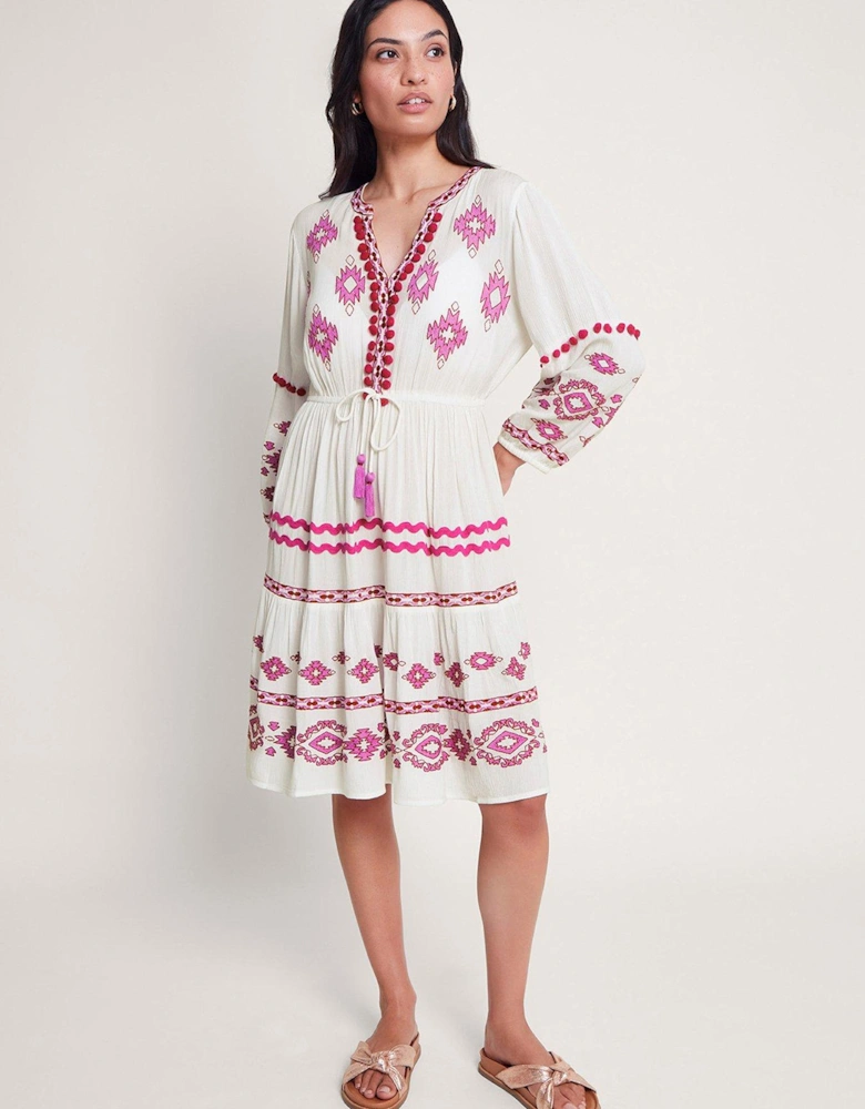 Catia Embroidered Kaftan Dress - White