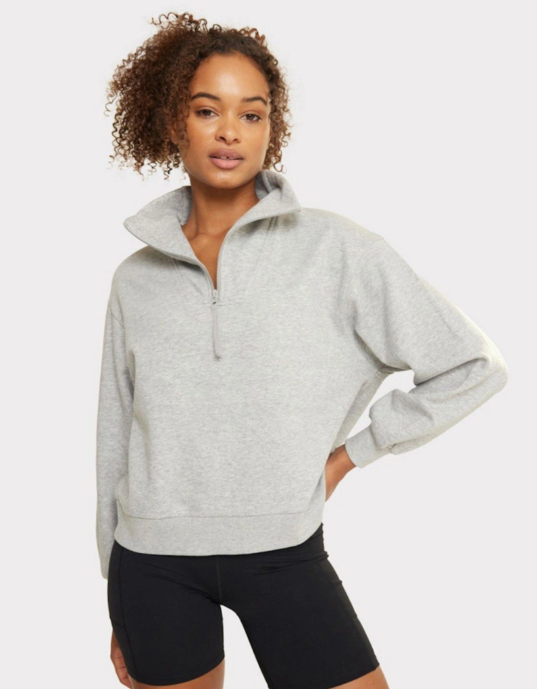 Grey Quarter-Zip Sweatshirt - Grey