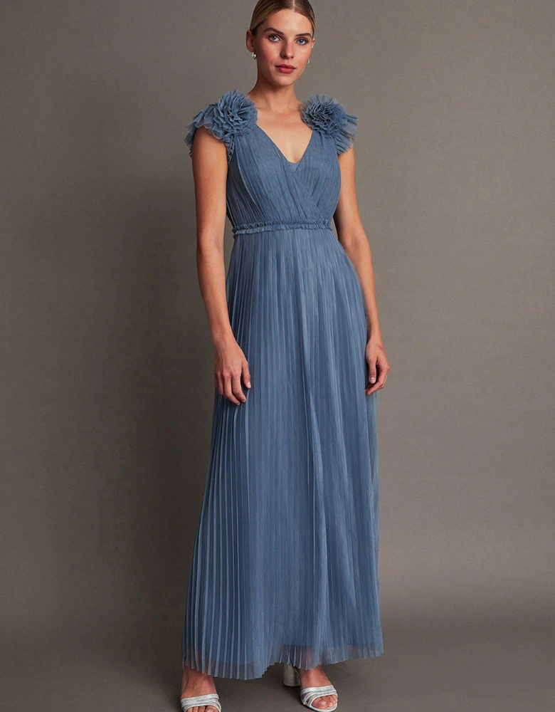 Wendy Pleated Maxi Dress - Blue