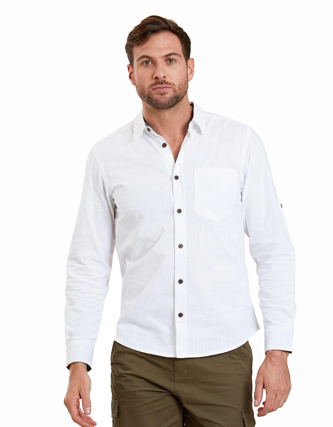 Mens Coconut Textured Long-Sleeved Shirt