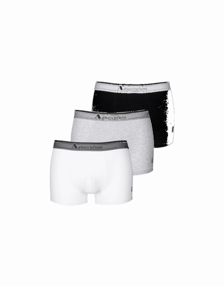 3-Pack Heritage Logo Boxer Trunks, Black/White/Grey