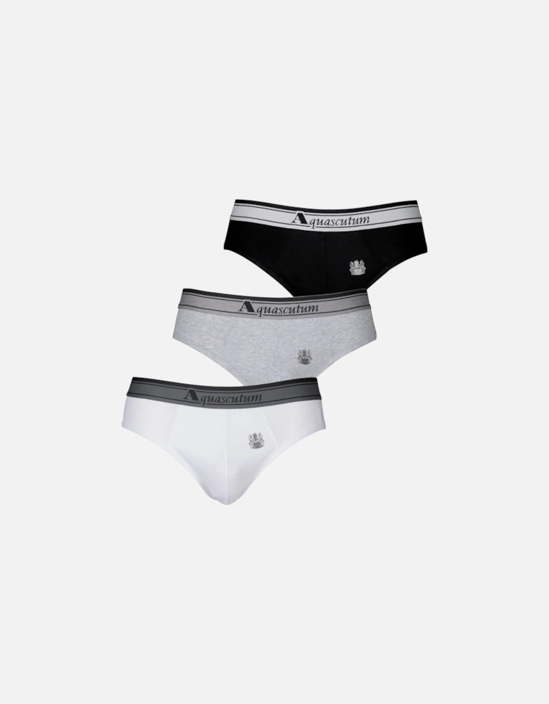 3-Pack Heritage Logo Briefs, Black/White/Grey