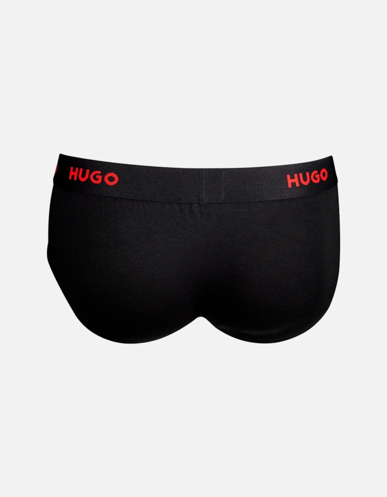 3-Pack Classic Logo Briefs, Black/red