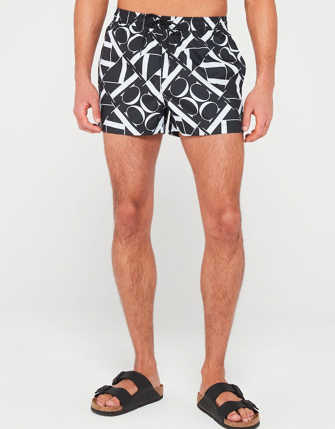 Medium Drawstring Printed Swim Shorts - Black , 6 of 5