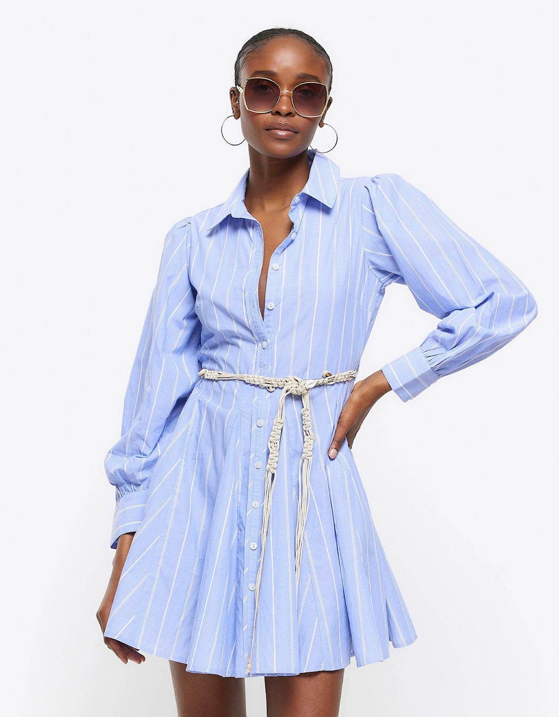 Striped Shirt Dress - Blue, 2 of 1