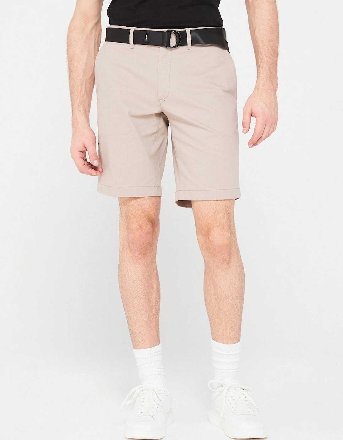Modern Twill Slim Shorts with Belt - Light Grey , 5 of 4